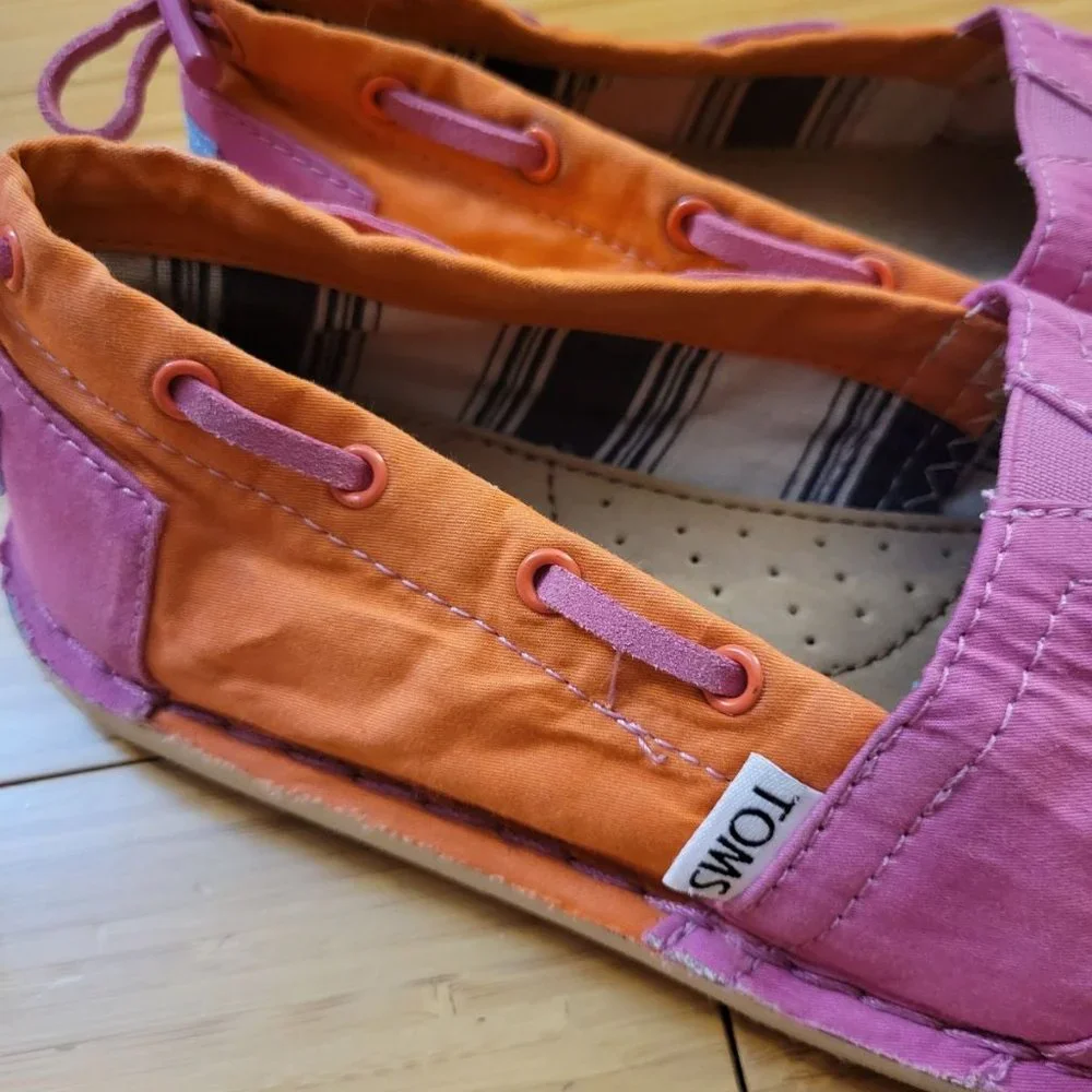 Toms pink and orange cloth flats - Picture 2 of 9